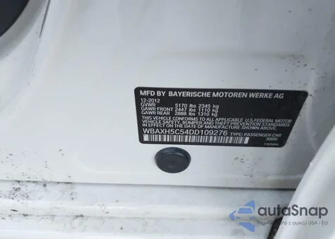 2013 BMW 528I xDrive из США, поврежденный, VIN WBAXH5C54DD109276